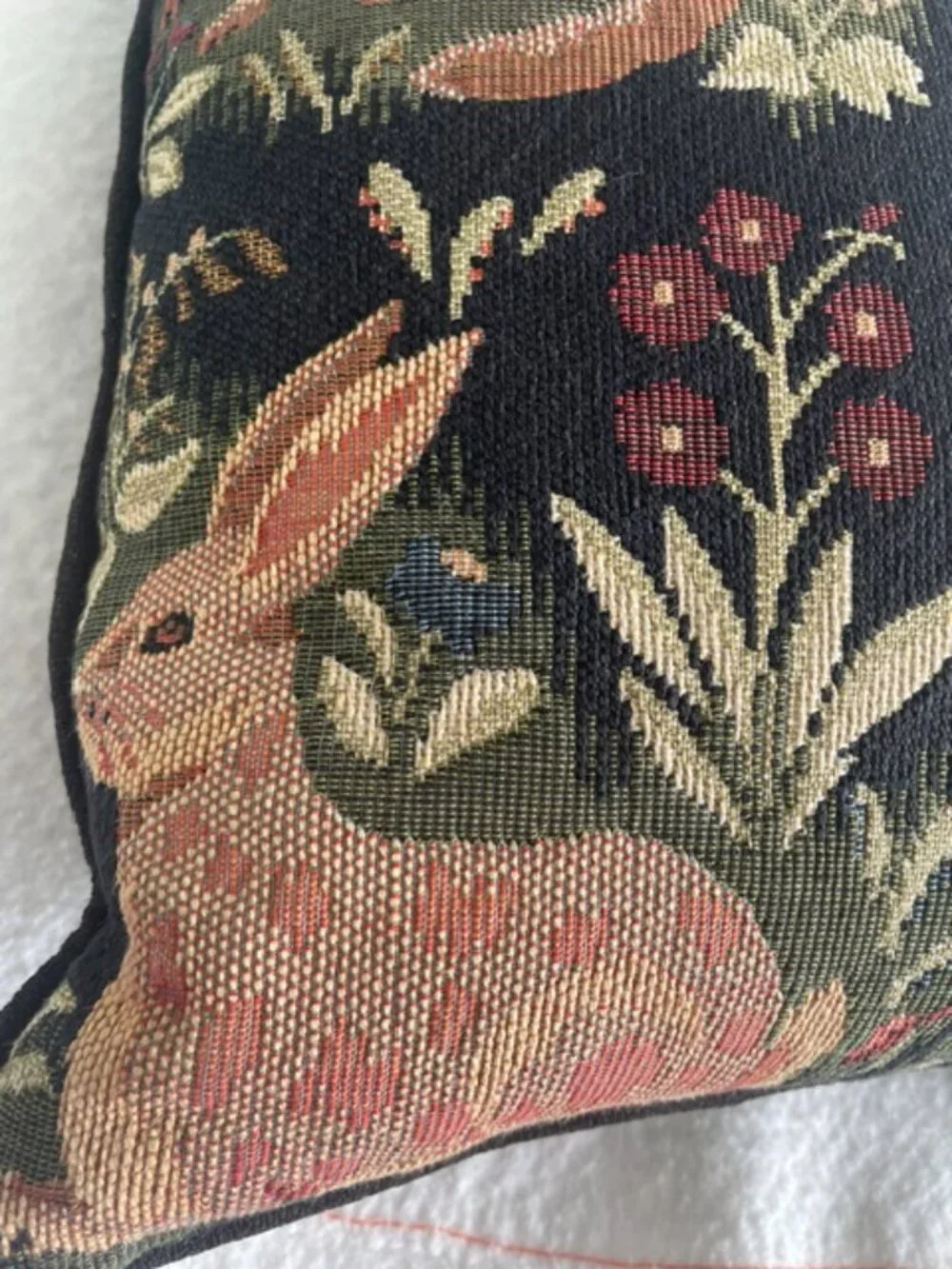 Vintage Robert Allen Woodland Animals Tapestry Throw Pillow